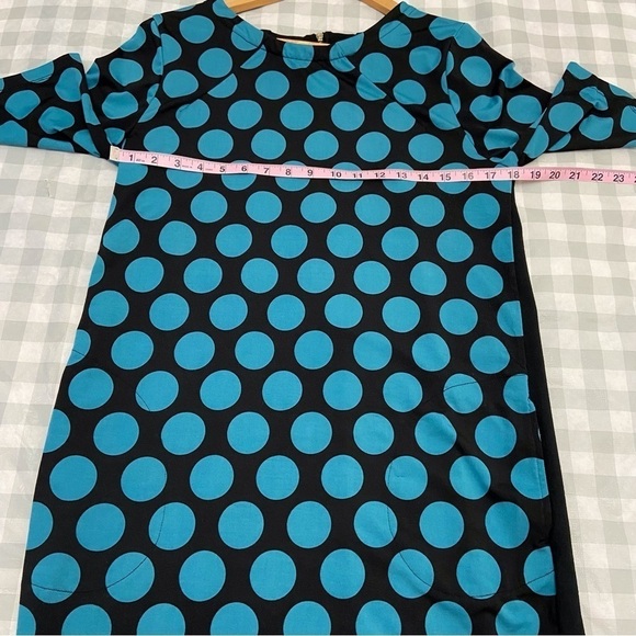 Bcbg MAXAZRIA dress 3/4 sleeve soft jersey polka dots turquoise black gold Large - Picture 11 of 15